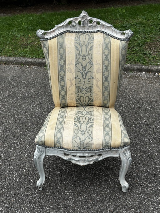 Sessel im Louis XV-Stil mit passendem Fußhocker – 20. Jahrhundert – fauteuils, Wood, Textile (photo 2 of 15)