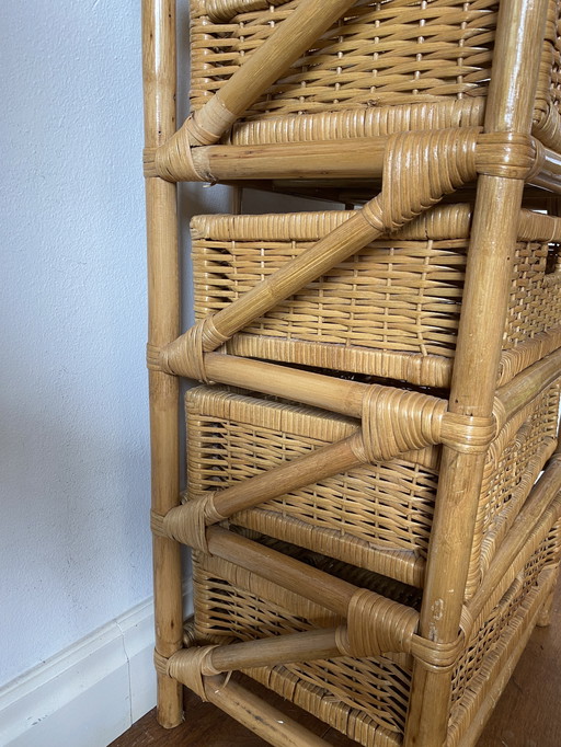 Vintage Rotan Ladenkastje