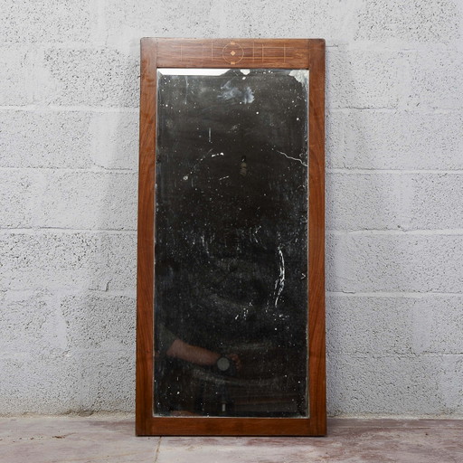 Miroir Art Déco en Verre Biseauté avec Incrustations