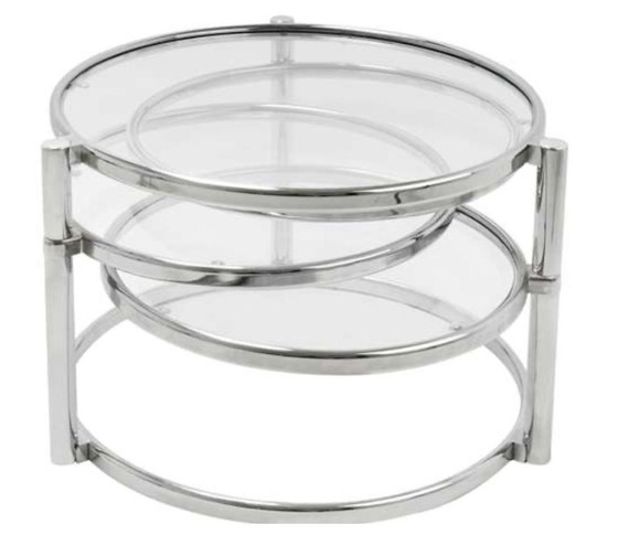 Image 1 of Vintage - Leitmotiv- Dutch design - Table basse - Chrome, plateaux pivotants - XL (63cm ø)