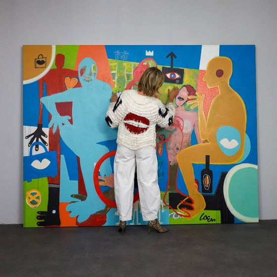 Image 1 of Unique Large “Joie De Vivre” Painting by Coen Blankwaard, Netherlands, 2013