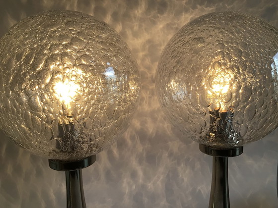 Image 1 of 2 vintage bubble glass table lamps