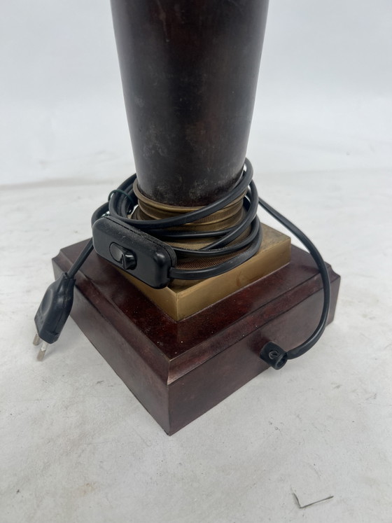 Vintage Napoleonic Column Table Lamp – Wood, Brass (photo 5 of 5)