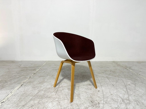Silla HAY About A AAC 22 - Roble - Blanco/Burdeos - Hee Welling - Diseño danés – stoelen fauteuils, Plastic, Textile