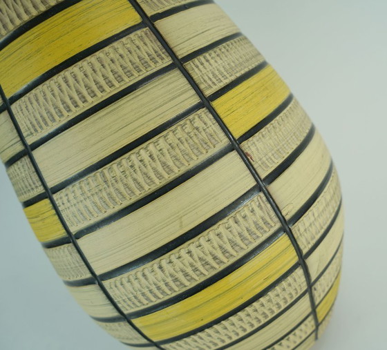 Image 1 of large west german mid century vase 1950s FLOOR VASE model no. 103/40 with scraffito decoration
