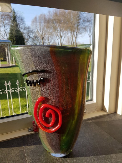 Murano glass vase with face