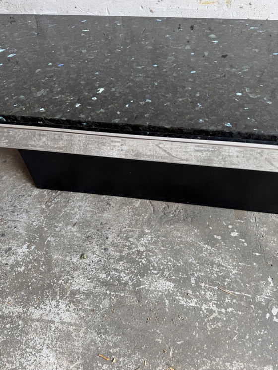 Image 1 of Tavolino rettangolare vintage con piano in terrazzo nero