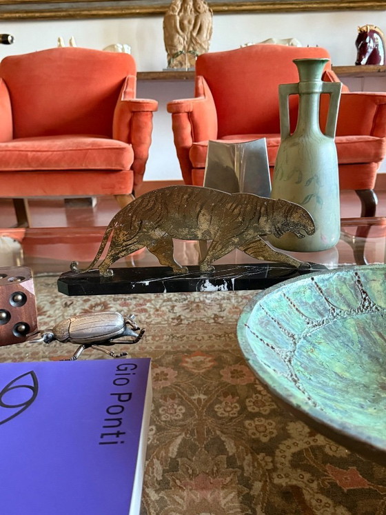 Image 1 of Art-Déco-Tigre-Skulptur aus Bronze, Frankreich, ca. 1930