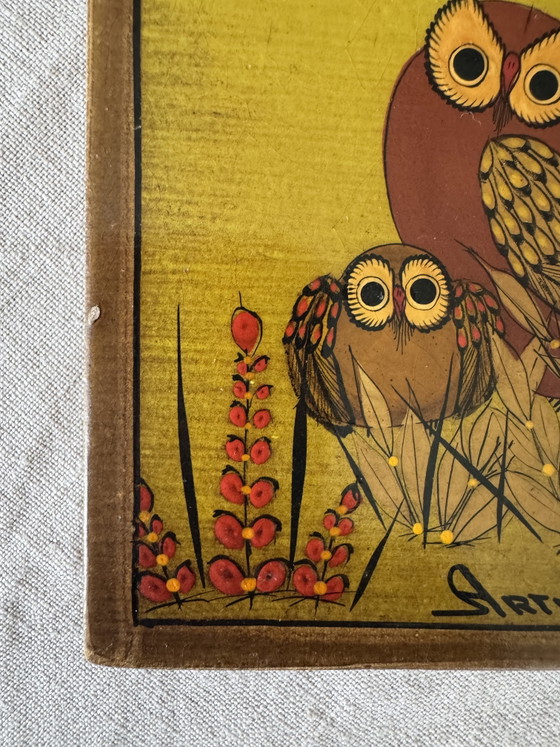 Owl; vintage painting from Mexico, Arturo Alcala - folk art, wood – Paintings & Drawings (photo 3 of 11)