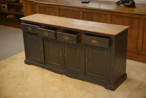 Schieferfarbenes Sideboard 1960er Jahre – Aufbewahrungsschrank, Holz, Vintage (photo 10 of 12)