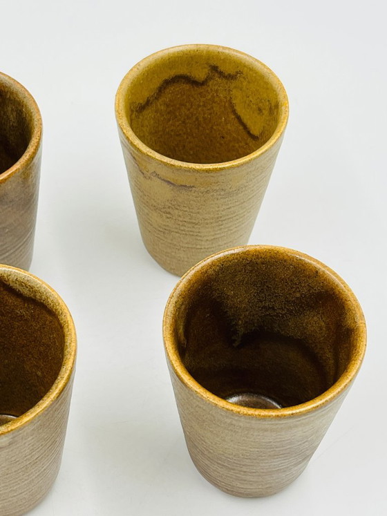 Image 1 of Lot de six gobelets en grès Digoin vintage