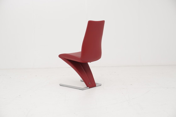 Image 1 of Rolf Benz 7800 Stühle 6 Stk. Leder Rot Stuhl Freischwinger
