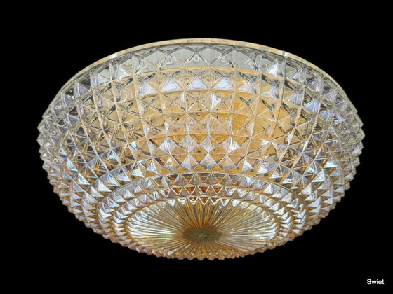 Image 1 of 2318 bernsteinfarbene Deckenleuchte, bernsteinfarbene Glas-Deckenleuchte