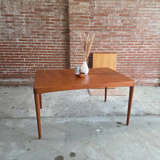 H.W. Klein, Bramin extendable dining table + 6 chairs teak 60's, Dining set, Wood, Brown (photo 6 of 22)