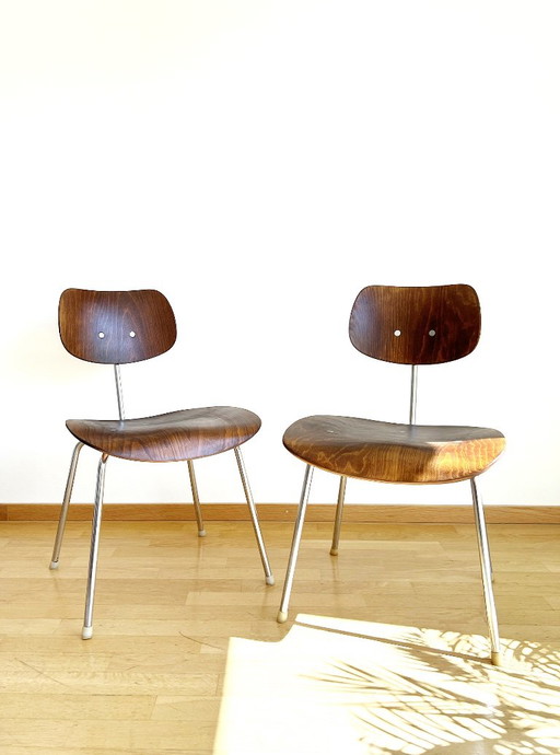 Set van 4 originele Egon Eiermann SE68 stoelen van Wilde + Spieth – Vintage stapelbare eetkamerstoelen, Duits design uit het