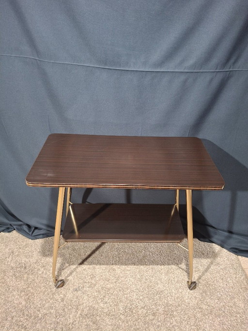 Carrito de servicio de latón y fórmica de los años 50/60