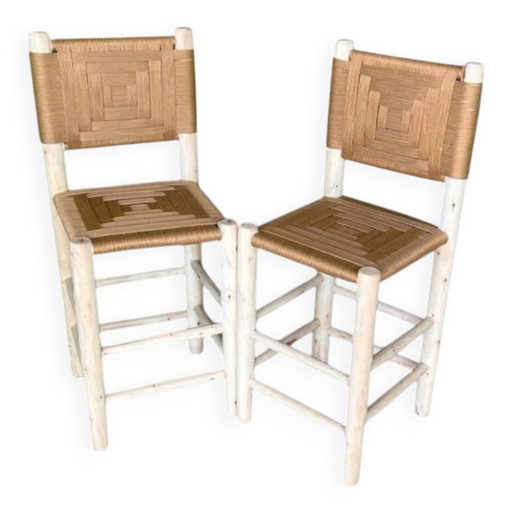 2 taburetes artesanales hechos a mano 100cmx30cmx30cm