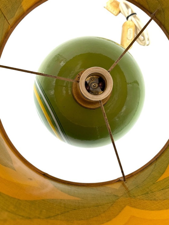 Image 1 of Lámpara de mesa de cerámica verde de la era espacial, Italia, década de 1960