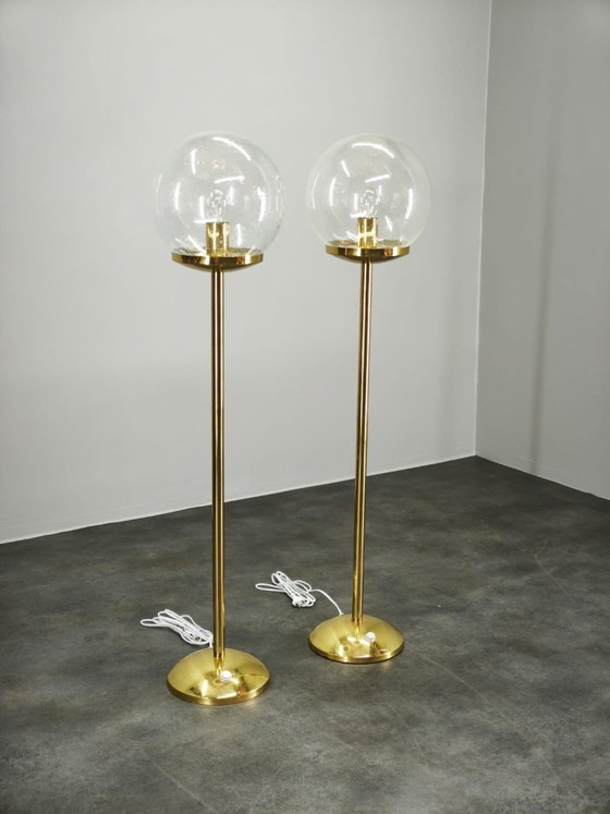 Pair of Space Age Bubble Glass and Brass Floor Lamps, 1970s – Floor lights, Metal (photo 11 of 14)