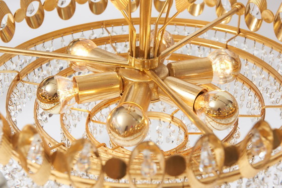 Image 1 of Grande lampadario Hollywood Regency in ottone e vetro di Palwa