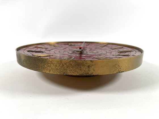 Image 1 of Mid-Century mosaic wall clock, Junghans quartz movement, Ø 28 cm