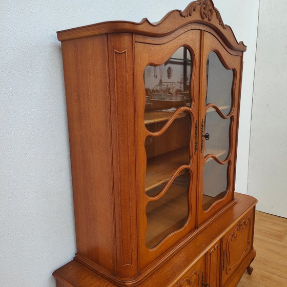 Image 1 of Vintage Queen Ann kast vitrinekast buffetkast servieskast