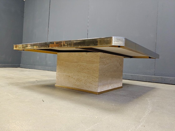 Image 1 of Tavolino vintage in travertino e oro 23kt Belgochrom, anni '70