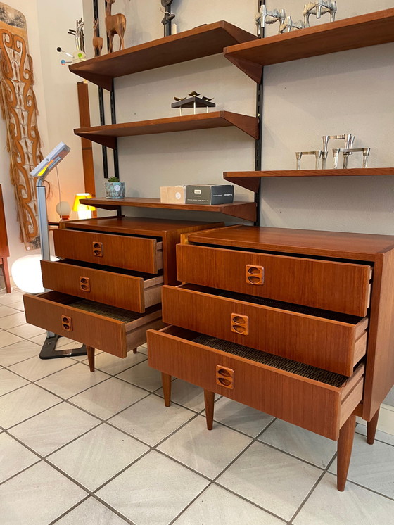 Image 1 of Commode danoise vintage, 3 tiroirs, années 1960, 2 pièces en stock