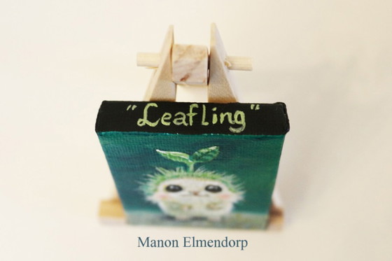 Image 1 of Uniek Handgeschilderd Fantasy Schilderijtje "Leafling"