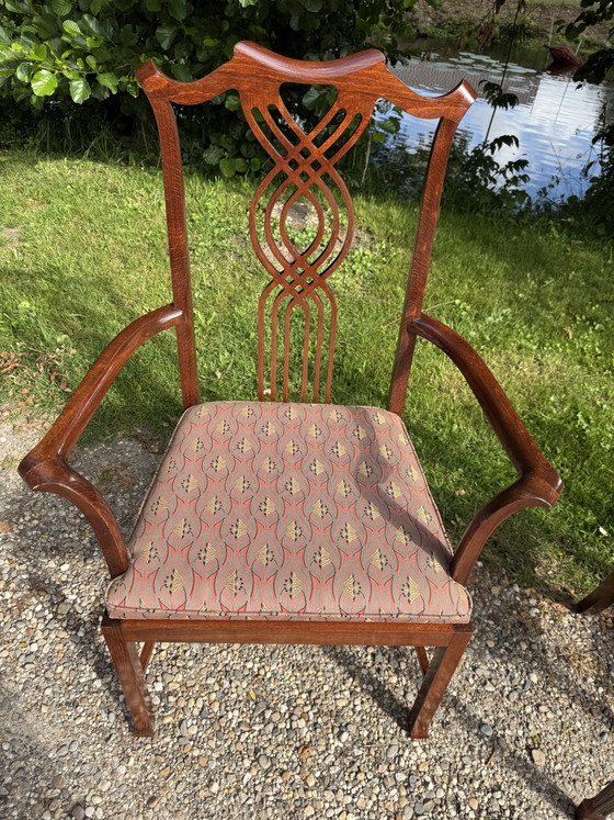 Image 1 of Antieke  mahonie en eiken stoelen –  deels Reprodux