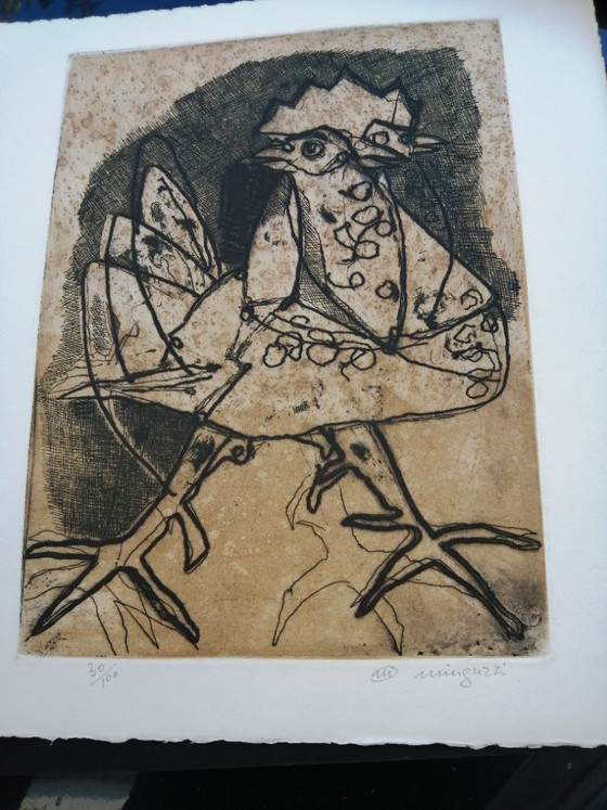 Image 1 of STAMPA ORIGINALE MINGUZZI GALLO A 2 TESTE 