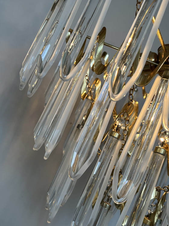 Image 1 of Lampadario di cristallo vintage di lusso in stile Art Déco anni '80