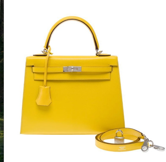 Image 1 of Borsa HERMES Kelly 25 in cuoio giallo - 103488