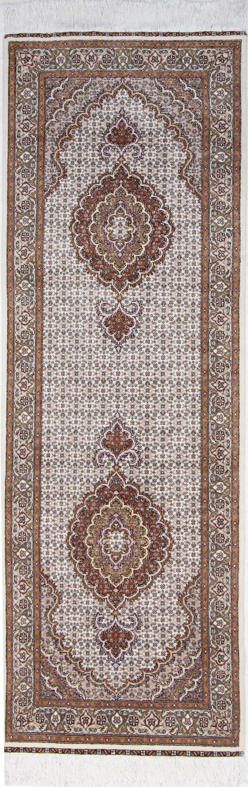 Original hand-knotted Persian carpet Tabriz 40 Raj Fine 247 X 80 Cm Top condition with silk