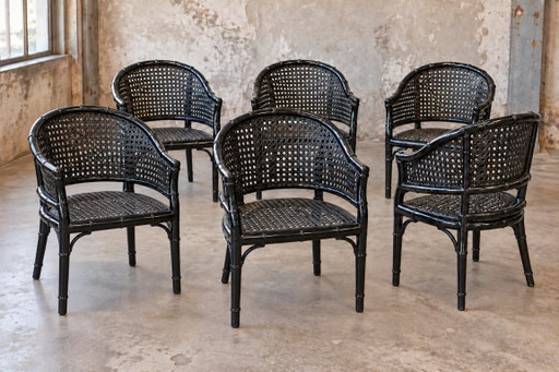 Feux Bamboo Chaises Noires Lot de 6