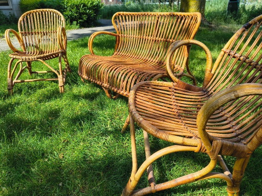 Vintage Rattan Set Rohé (Belse 8) Sofa + 2 Chairs