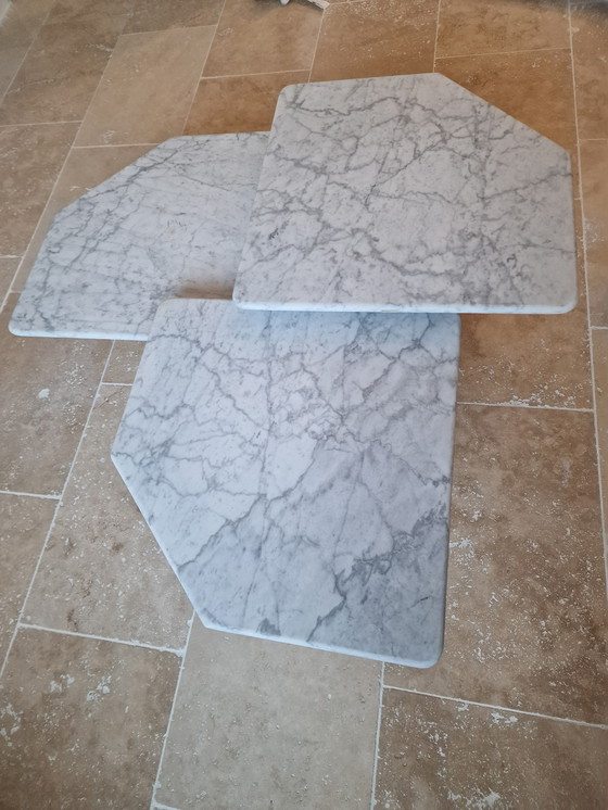 Image 1 of Italian marble coffee table, Carrara marble, nesting tables, vintage Italian design, 1970s coffee table, mid-century Vintage