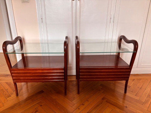 2 Nachttische, 1950er Jahre, italienisches Design – nachtkastjes, Glass, Wood (photo 2 of 10)