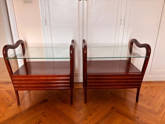 2 Nachttische, 1950er Jahre, italienisches Design – Glass, Wood (photo 2 of 10)