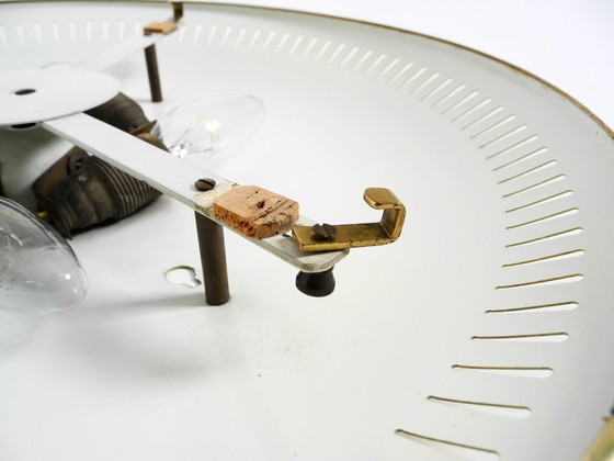 Image 1 of Rare miroir rond illuminé en métal Hillebrand, datant du milieu du XXe siècle (1966).