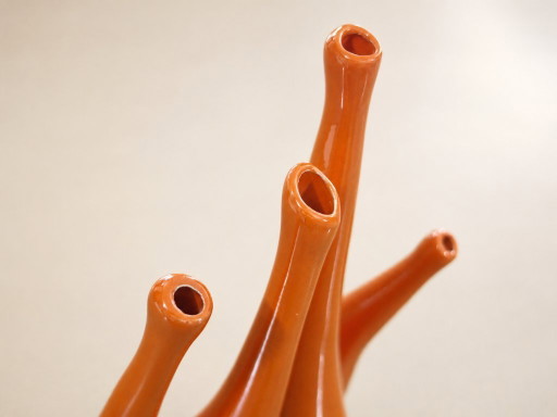Antonia Campi vase for Società Ceramica Italiana Laveno, 1950s, vintage orange ceramic vase, Italian design