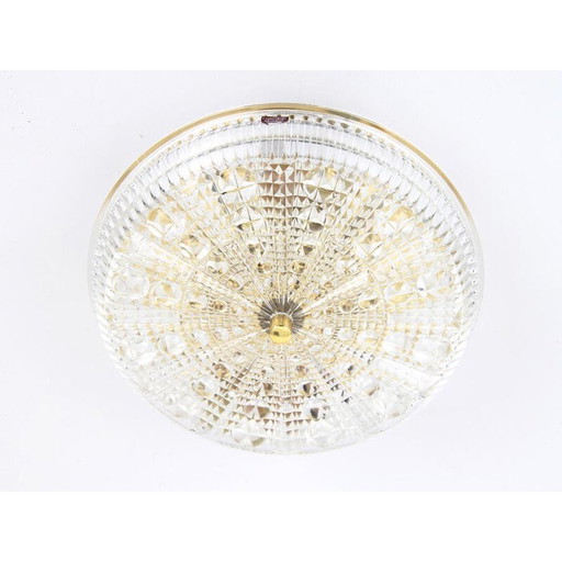 Scandinavische vintage glazen plafondlamp, kristal model van Orrefors, 1960