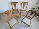 4 Art Nouveau Chairs with Floral Upholstery