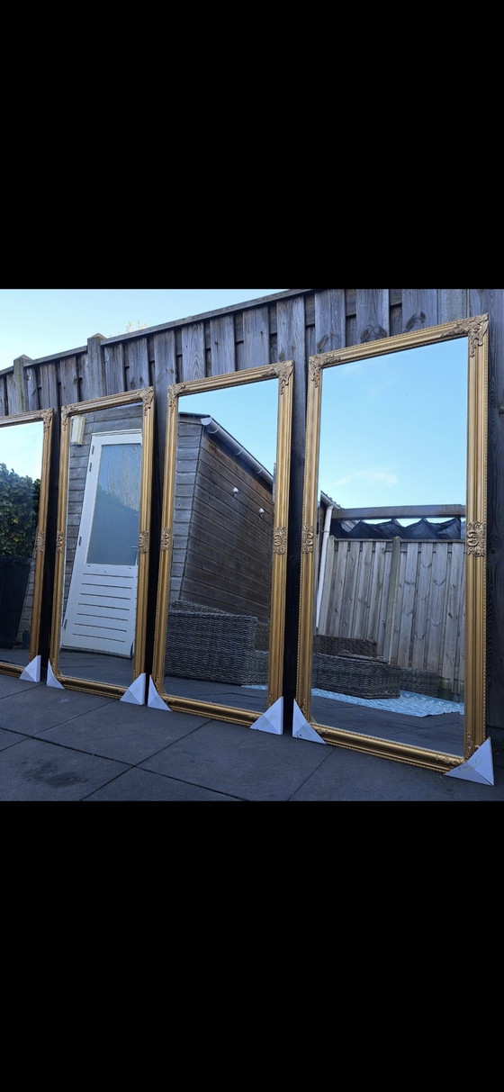 Image 1 of 4 espejos de aspecto antiguo de bronce dorado con facetas