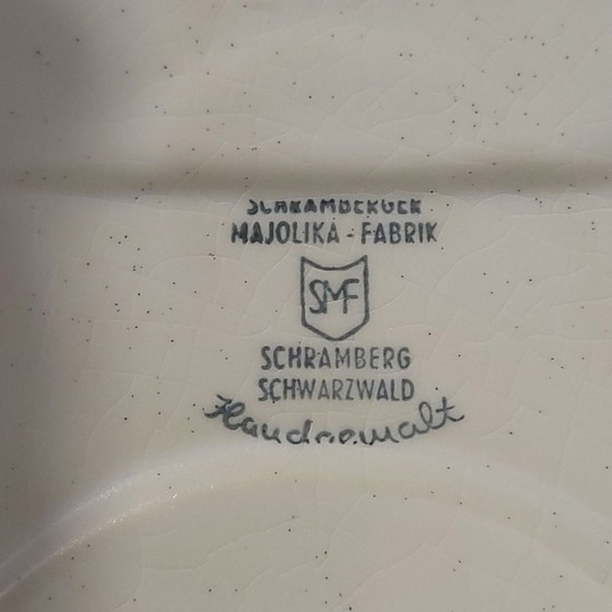 Image 1 of Espejo de cerámica esmaltada mayólica, Schramberg, 1950-60