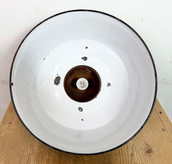 Image 1 of Industrial Grey Enamel and Cast Iron Pendant Light, 1960s