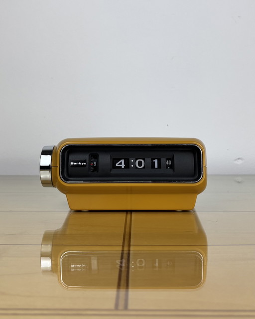 Vintage Sankyo 4000 Digital Clock, Sankyo Clock, Flip, Roll, Alarm Clock, Space Age, 70s, Japan, Minimalism, Mid Century Mustard