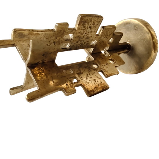 Vintage Brutalist Brass Pricket Candlestick - Mid-Century Modern Geometric Candle Holder (22 cm), Gold (photo 9 of 15)