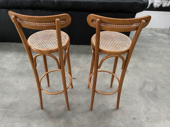 Image 1 of Vintage set van 2 rieten barkrukken