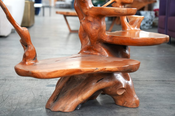 Image 1 of Fioriera e piedistallo rustici moderni Adirondack – Arte in legno organico con 3 ripiani